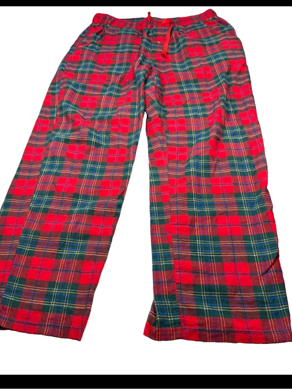 Pendleton Red Green Blue PLAID PANTS men’s M, flannel Lounge Button Fly, Pockets
